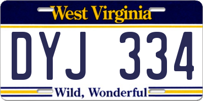 WV license plate DYJ334