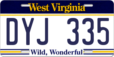 WV license plate DYJ335