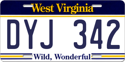 WV license plate DYJ342