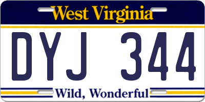 WV license plate DYJ344