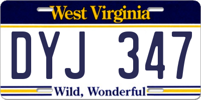 WV license plate DYJ347