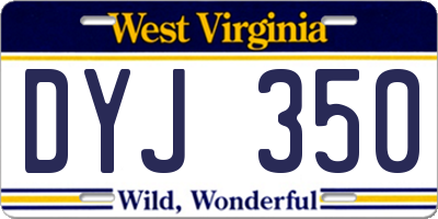 WV license plate DYJ350