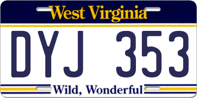 WV license plate DYJ353