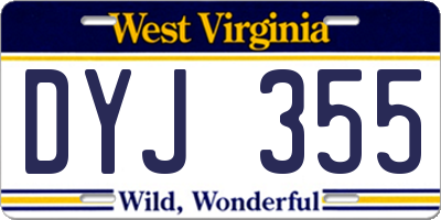 WV license plate DYJ355
