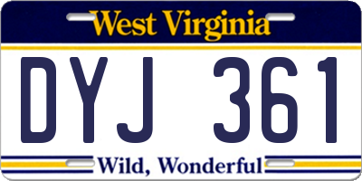 WV license plate DYJ361
