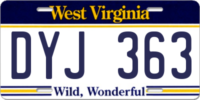 WV license plate DYJ363