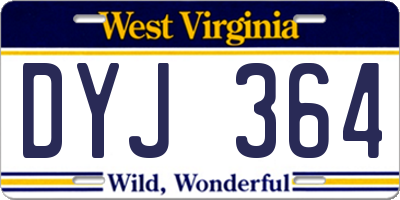 WV license plate DYJ364