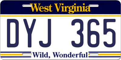 WV license plate DYJ365