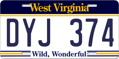 WV license plate DYJ374