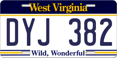 WV license plate DYJ382