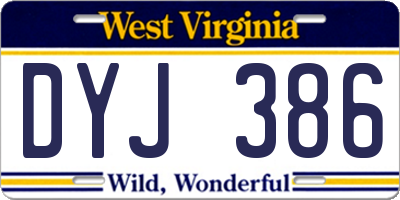 WV license plate DYJ386
