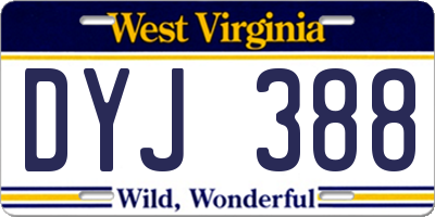 WV license plate DYJ388