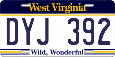 WV license plate DYJ392