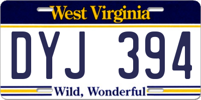 WV license plate DYJ394