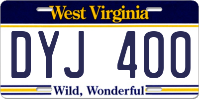 WV license plate DYJ400
