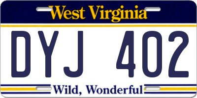 WV license plate DYJ402