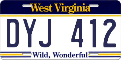 WV license plate DYJ412