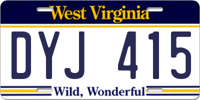 WV license plate DYJ415