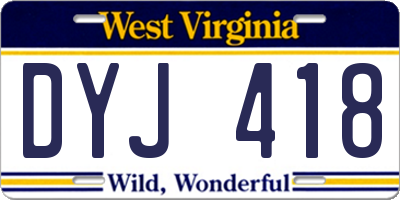 WV license plate DYJ418