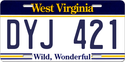 WV license plate DYJ421