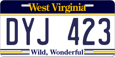 WV license plate DYJ423