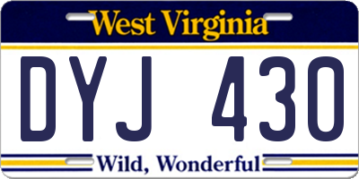 WV license plate DYJ430