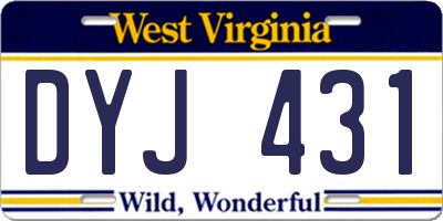 WV license plate DYJ431
