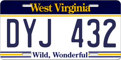 WV license plate DYJ432