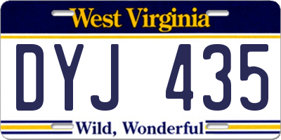 WV license plate DYJ435