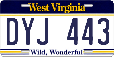 WV license plate DYJ443