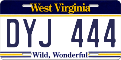 WV license plate DYJ444