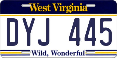 WV license plate DYJ445