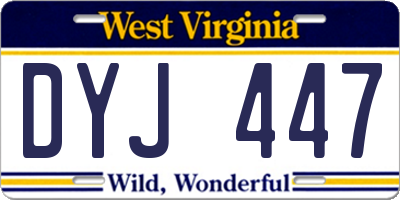 WV license plate DYJ447
