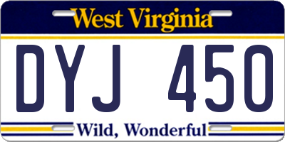 WV license plate DYJ450