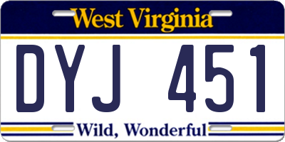 WV license plate DYJ451