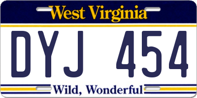 WV license plate DYJ454