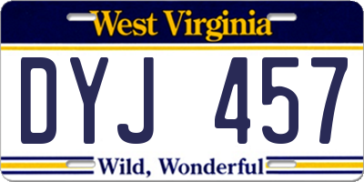 WV license plate DYJ457