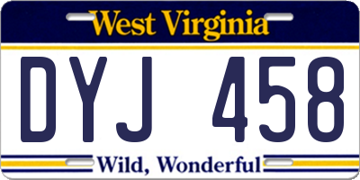 WV license plate DYJ458