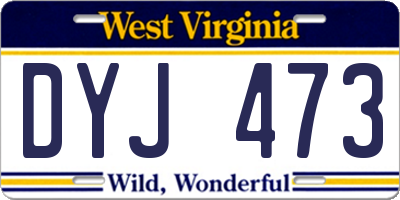 WV license plate DYJ473