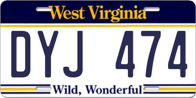 WV license plate DYJ474