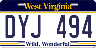 WV license plate DYJ494