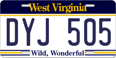 WV license plate DYJ505