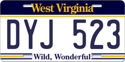 WV license plate DYJ523