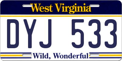 WV license plate DYJ533