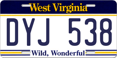 WV license plate DYJ538