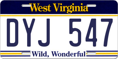 WV license plate DYJ547