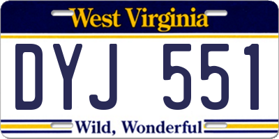 WV license plate DYJ551