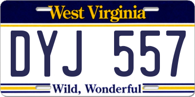 WV license plate DYJ557