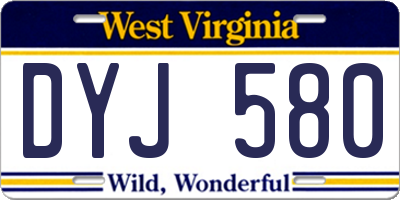 WV license plate DYJ580