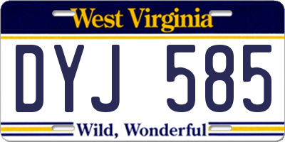 WV license plate DYJ585
